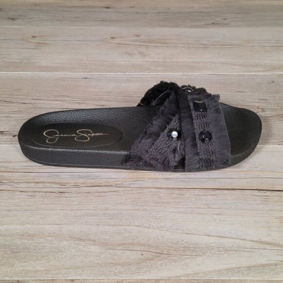 Jessica Simpson Women's Playah Sandals Black Cotton Weave 6M US - Picture 6 of 7